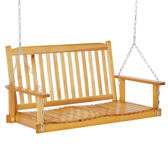 Wooden Porch Swing Outdoor 4FT,Heavy Duty 440LBS Weight Capacity, Sturdiness,Designed for Your Comfort,Adjustable Height & Tilt Angle,Includes Hanging Chains for Garden Patio Backyard