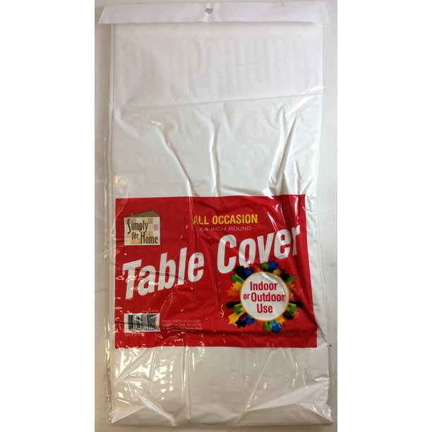 Plastic Table Cover 84 inch Round White Indoor or Outdoor