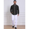 thumbnail image 2 of DARING DIVA Men's Contrast Trim Long Sleeve Button Down Formal Shirts L Black, 2 of 7