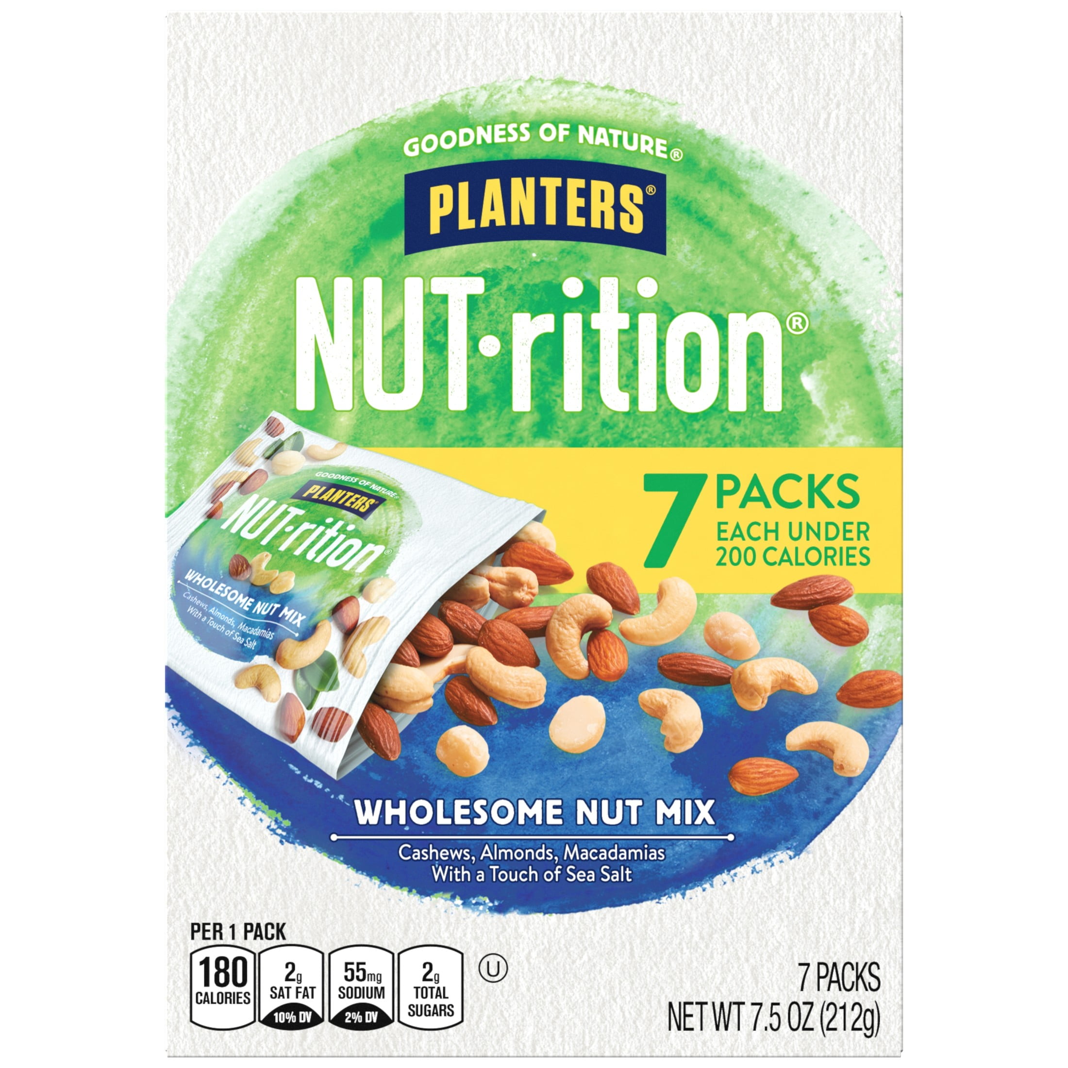 (4 pack) PLANTERS NUT-RITION Wholesome Nut Mix, Mixed Nuts, Plant Based Protein, 7 Count Box