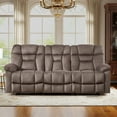 thumbnail image 3 of Bonzy Home 3 Seat Reclining Sofa, Manual Recliner Couch for Living Room Wide Backrests & Headrests, Brown, 3 of 7