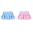 thumbnail image 6 of Women Schoolgirl Sweet Lace Trim Short Skirt Plaids Print Ruffled Short Fairycore Low Rise Pleated A Line Skaters Skirts, 6 of 7