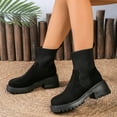 thumbnail image 6 of Dasayo Black Women's Boots Ankle Waterproof Low Heel Stretchy Round Toe Warm Hiking Boots Ladies Shoes 36, 6 of 9