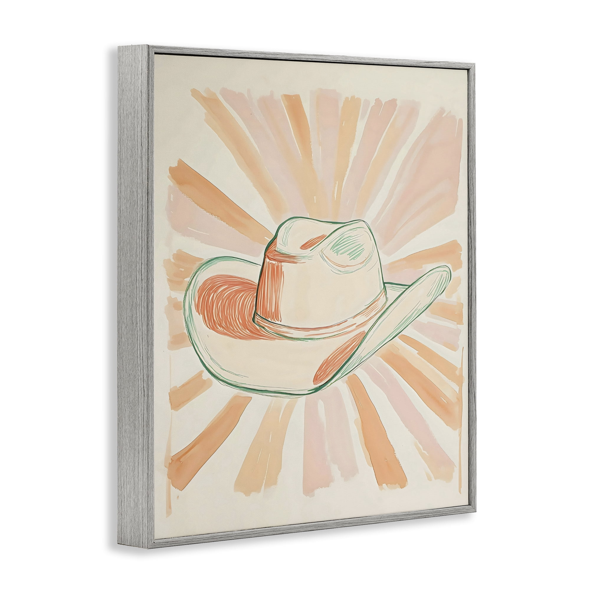 Stupell Industries Sunburst & Cowboy Hat Gray Framed Giclee Art, design by The Prints Vibe