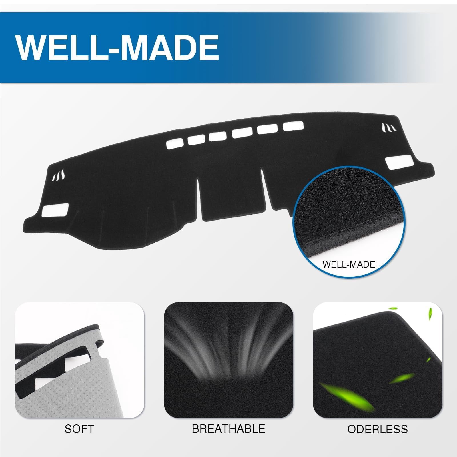 GUANGHUI Car Dash Cover Mat for Toyota RAV4 2019-2025 Left Hand Driving Non-Slip Center Console Dash Cover Interior for Toyota RAV4 Accessories Custom Fit Dash Mat Sunshade Windshield Glare Black