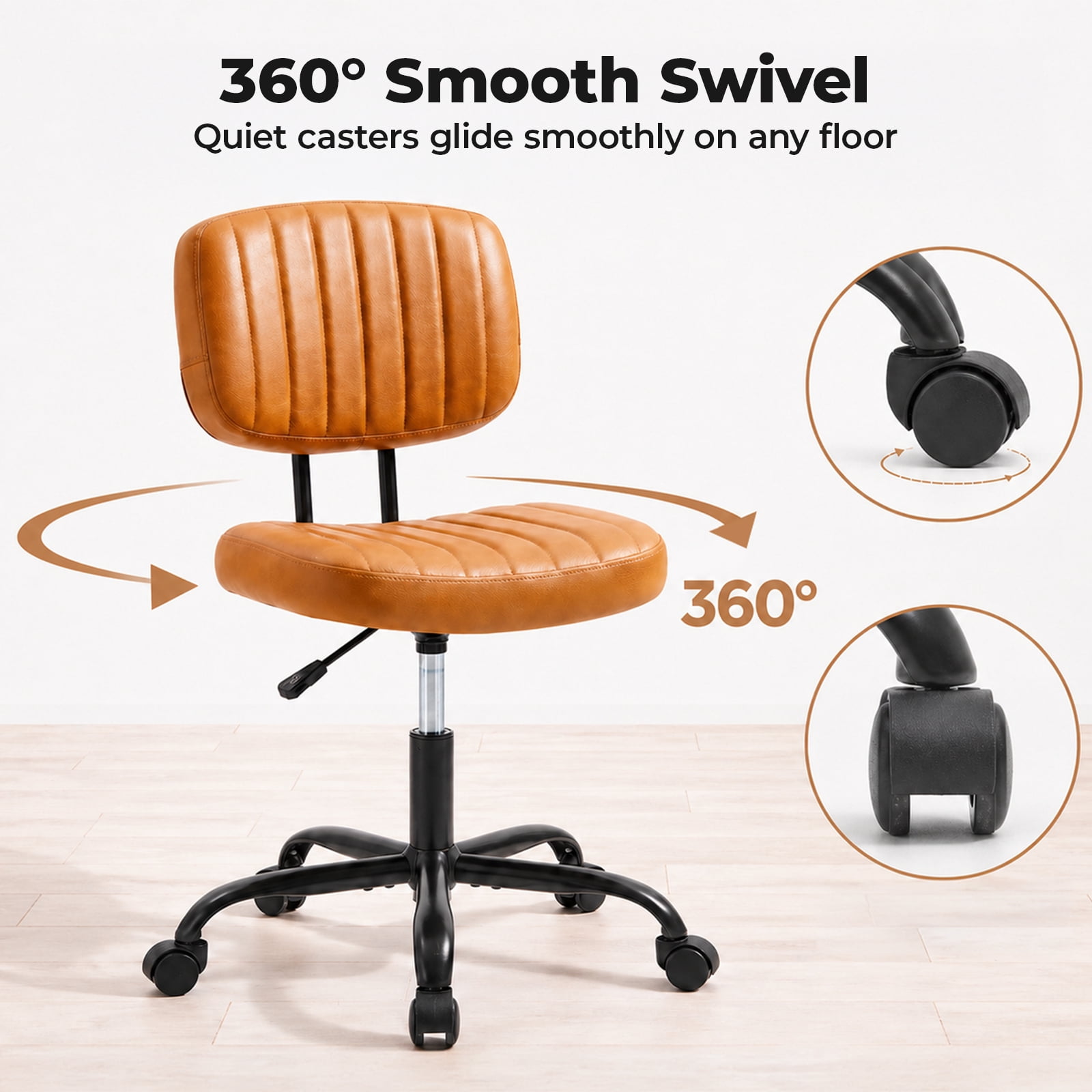 Alvantor Office Chair, Adjustable Height 360° Swivel Rolling Computer Task Chair without Arms, White/Orange/Black