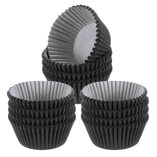 Uxcell Forros para Cupcakes Tazas de Cupcake Tamaño Estándar Forros para Muffins Papeles para Hornear Recubrimientos Negros