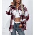 thumbnail image 4 of Chaqueta a cuadros,Chaqueta a cuadros para mujer, abrigo con cuello vuelto de otoño, prendas de vestir exteriores de manga larga, durabilidad extendida, 4 of 7