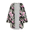 thumbnail image 4 of Htigea Womens Kimono Cardigans Lightweight Half Sleeve Open Front Cardigan Comfy Chiffon Print Cardigan Tops Black,L, 4 of 4