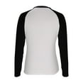 thumbnail image 4 of Womens Long Sleeve Y2k Tops Round Neck Slim Fit Raglan Tshirts Colorblock Casual Base Tee Fall Spring Crop T-shirts (S, Black), 4 of 5