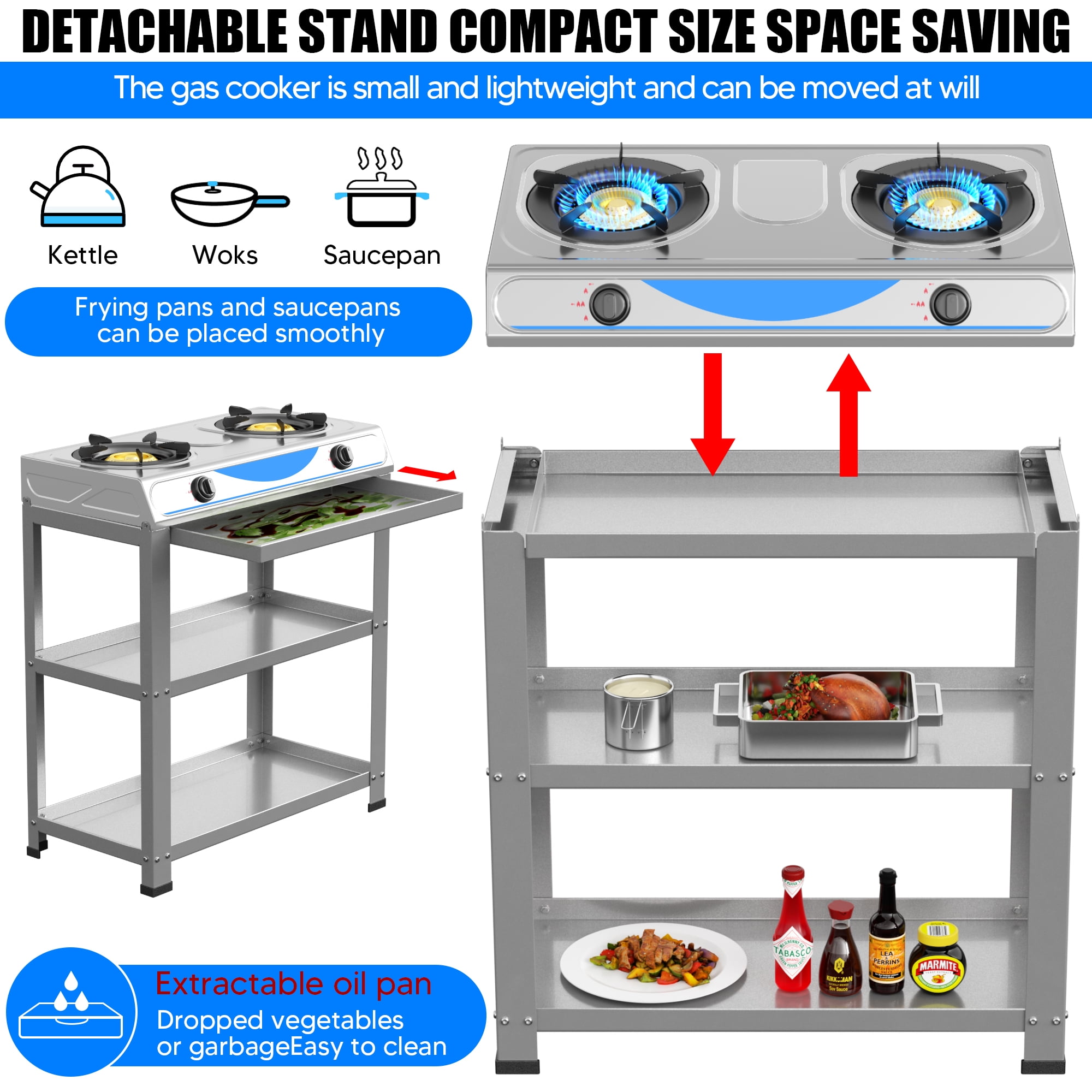 Propane Gas Stove,2 Burner Propane Burner, with Removable Leg,Auto Ignition Camping Stove,Portable Gas Stove for RV, Apartment, Outdoor