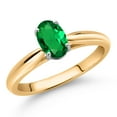 thumbnail image 2 of Gem Stone King 10K Yellow Gold Green Nano Emerald Solitaire Engagement Ring for Women (0.60 Cttw, Oval 7X5MM, Gemstone May Birthstone, Size 6), 2 of 4