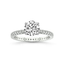 1 Carat IGI Certified Round Shape Lab Grown Diamond Engagement Ring | 14K White Gold | Claire Full Eternity Lab Diamond Ring | FG-VS1-VS2 Quality Friendly Diamonds