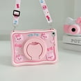 thumbnail image 3 of for iPad 9th 8th 7th Generation (10.2 inch, 2021/2020/2019) Case Kids Shockproof Cover 3D Cartoon with Rotating Handle Stand Shoulder Strap Soft Silicone Child Case,Pink, 3 of 6