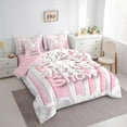 thumbnail image 3 of jejeloiu Chic Snowflake Twin Bedding Sets 7-Piece,Merry Christmas Bedding Comforter Set,Pink White Lines Sheet Sets For Teens,Ultra Soft Home Decor Reversible, 3 of 8