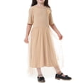 thumbnail image 4 of KAUOD Girls Tulle Long Dress Muslim Mesh Lace Short Sleeve Dresses Teen Kids Crew Neck Soft Eid Prayer Traditional Clothes, 4 of 8