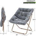 thumbnail image 2 of CRXX Square Saucer Chair for Adults, Oversized Folding Cozy Lazy Chair with Metal Frame for Bedroom, Living Room, Dorm Room, Apartment (Grey, Set of 2), 2 of 9