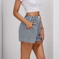 thumbnail image 5 of Wowcloth Fashion Women's Summer Elastic Waist Plaid Shorts with Pockets & Buttons, Comfortable Casual Solid-Like Cotton-Linen Pants, 5 of 7