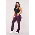 thumbnail image 2 of High Waist Rib Knit Tummy Control Flare Pants - Purple, 2 of 11