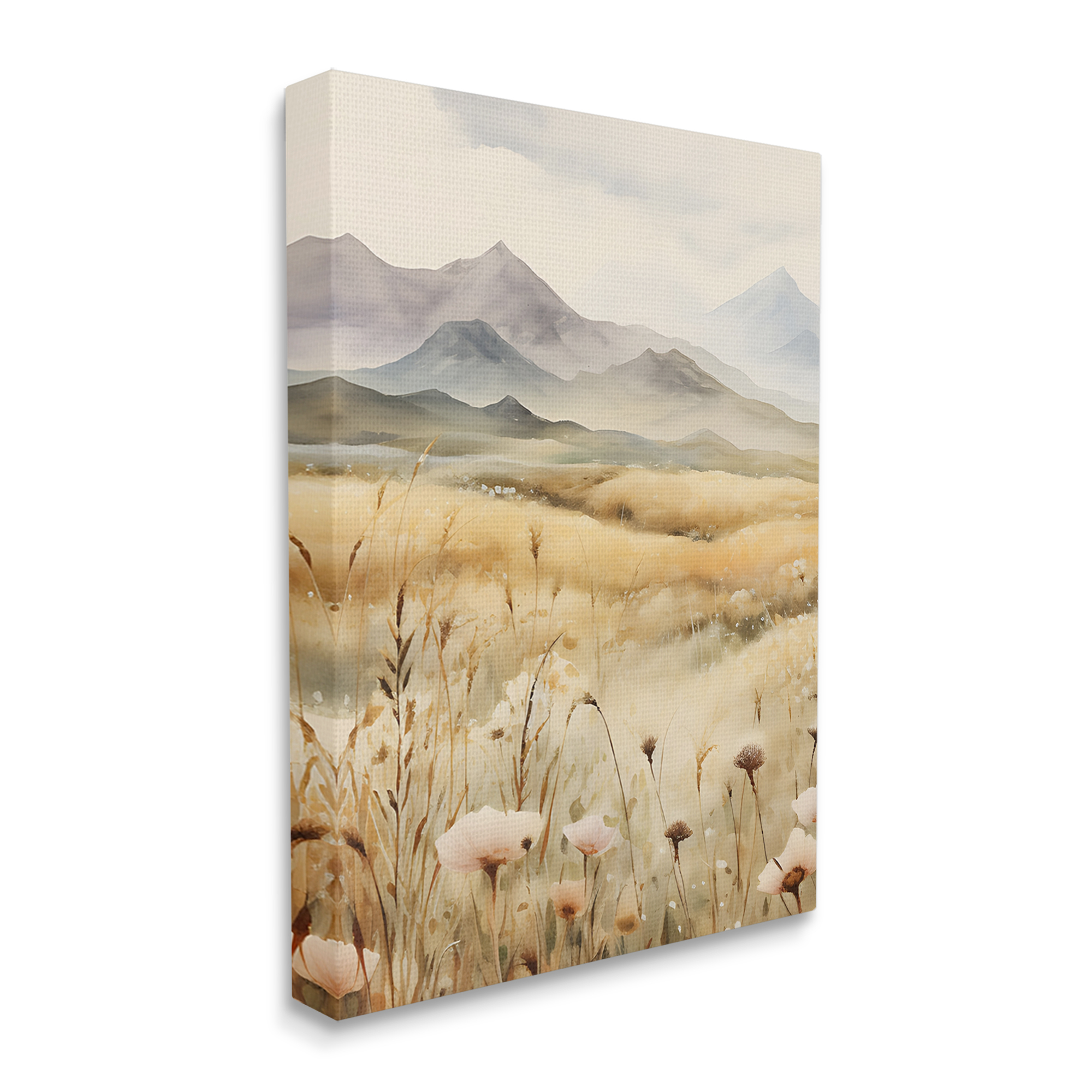 Stupell Industries Soft Mountainside Meadow Landscape Painting Gallery Wrapped Canvas Art Print Wall Art, 16 x 20