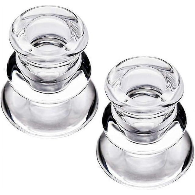 Candelabros de vidrio transparente, juego de 2 candelabros cónicos para bodas, decoración y cenas para velas cónicas estándar de 1 pulgada con una base de 0,9 pulgadas