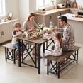 thumbnail image 2 of Ktaxon Farmhouse Dining Table Set for 4, 47.2" Rectangle Dining Table with 2 Benches, Modern Rectangle Dining Set 3 Pieces for Small Spaces, Apartment Friendly, Black Oak, 2 of 10