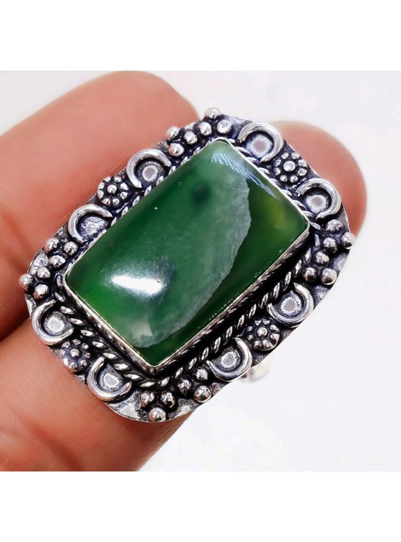 Green Paradise Gemstone Handmade Anniversary Gift Ring Jewelry 8.75" SA 114