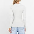 thumbnail image 3 of Dwellite Women Long Sleeve Polo Shirts V Neck Slim Ribbed Knit Collared Business Casual Top 2026 Basic Tee White XL, 3 of 6
