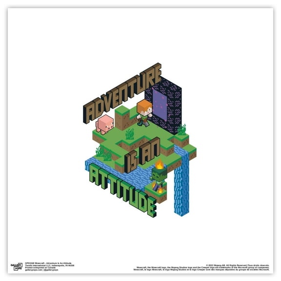 Gallery Pops Minecraft - Adventure Is An Attitude Wall Art, Unframed Version, 12" x 12"