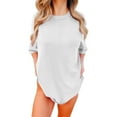 thumbnail image 2 of V-Neck Women's Short Sleeve T-shirt Women'S Loose And Comfortable Oversized Trendy T Shirt Top,White Women's Short sleeve T-shirt L, 2 of 9