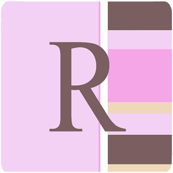 Carolines Treasures  Monogram - Pink Stripes Foam Coasters Initial Letter R- Set Of 4