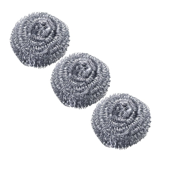 3 Pcs Stainless Steel Scrubber, Scouring Pads, Steel Wool Srubber, Metal Scrubbers for Scouring Stubborn Messes from Pots and Pans, Stoves, Broiler Racks, Grills and More, Silver