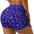thumbnail image 1 of Fotbe Beautiful Purple Snowflakes Shorts Sin Costuras – Shorts Deportivos de Cintura Alta para Mujer, Elásticos para Gimnasio, Yoga, Running o Ciclismo-X-Large, 1 of 8