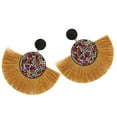 thumbnail image 2 of Jiaroswwei Bohemia Women Fan Shape Tassel Rhinestone Inlaid Ear Stud Earrings Jewelry Gift, 2 of 8
