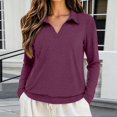thumbnail image 2 of Sillenn Long Sleeve Polo Shirts Loose Fit Collared V Neck Golf Tunic Tops Soft Lightweight Dressy Casual Work Office Blouses Plus Size Stretchy Business Casual Trendy Fall Outfits Hot Pink Xxl, 2 of 5
