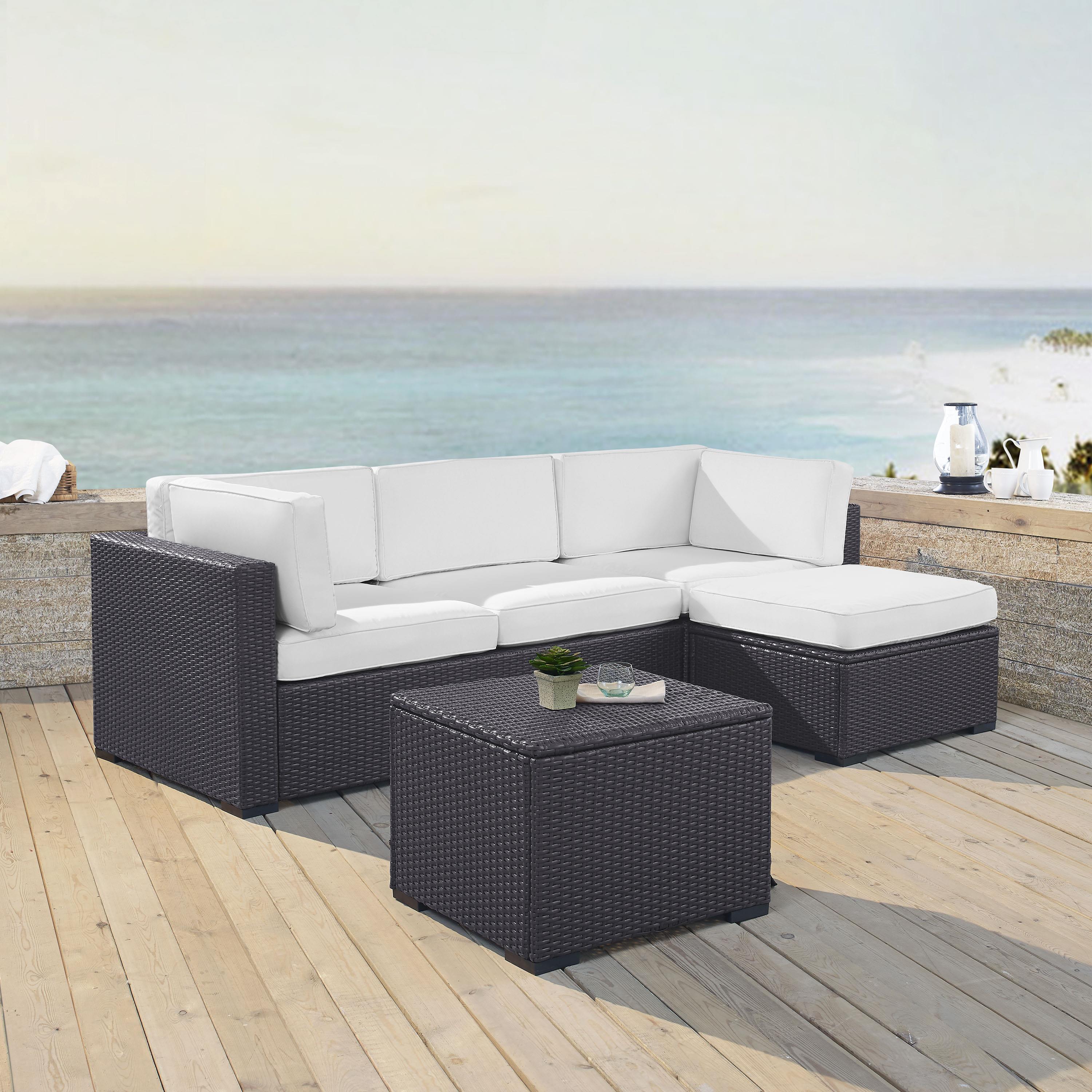 Crosley Furniture Biscayne 4 Piece Metal Patio Sectional Set in Brown/White - image 4 of 4