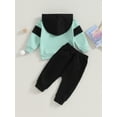 thumbnail image 4 of Bagilaanoe 2PCS Toddler Baby Boy Long Pants Set Contrast Colors Long Sleeve Hoodie Sweatshirt  Tops + Sweatpants 6M 12M 18M 24M 3T Kids Casual Sweatsuits, 4 of 9