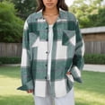 thumbnail image 6 of Jxximdong Fashion Coat for Women, Plush Coat Long Sleeve Plaid with Pocket Loose Coat, Women's Coats Green, 6 of 7