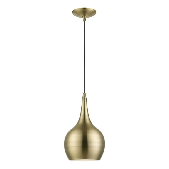 49016-01 Livex Lighting Andes - 1 Light Mini Pendant In Urban Style-19.5 Inches Tall and 7.75 Inches Wide-Antique Brass Finish    -Traditional