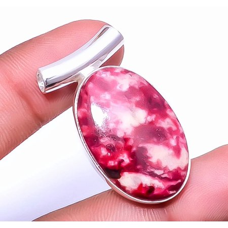 Pink Thulite - Norway Gemstone 925 Sterling Silver Pendant 1.56" P_9210_55_35, Christmas Gift, Gemstone Silver Jewelry, Thulite Pendant, New Year Sale