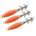 thumbnail image 4 of 3x anzuelos luminosos de calamar, cebo de pesca Artificial de agua salada, aparejo para pesca nocturna, señuelo fluorescente que se hunde con manga de Naranja shamjiam Señuelos de pesca, 4 of 8