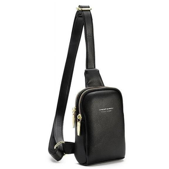 Kabuer Sling Bag for Women, Crossbody Bag Leather Sling Purse for Travel Hiking Outdoor Sports, Black