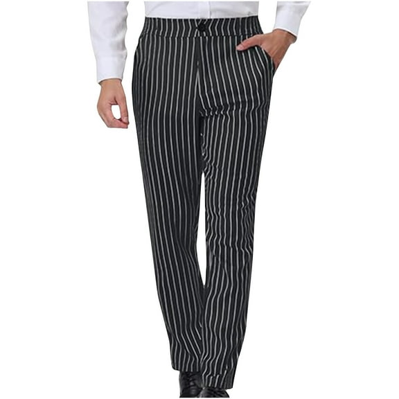 Fall Savings Up to 50% off Mens Straight Stripe Print Pocket Casual Suit Button Pants Comfort Stretch Casual Pants