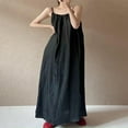 thumbnail image 6 of Oversized Maxi Dress for Women Boho Plain Spaghetti Strap Flowy Long Beach Dress Summer Sleeveless Loose Dresses, 6 of 6