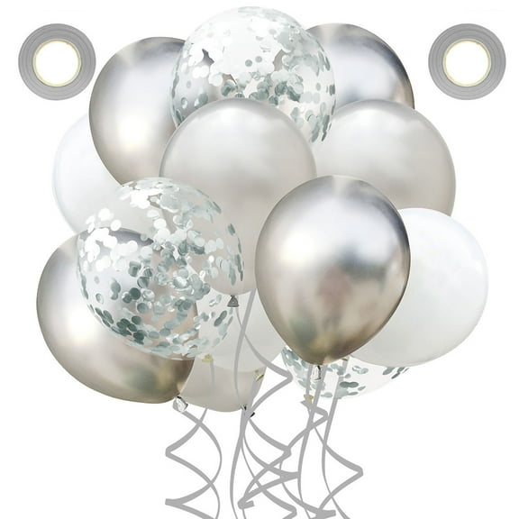 WORGEOUS 22 Pcs Round Balloons Shiny Silver Party Decorations