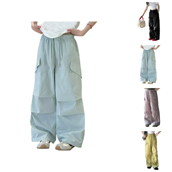 Pants for Girls Back To School Clothes for Teen Girls Girls Cargo Pants for Girls Comfortable Summer Loose Fit Elastic Waist Trousers for Outdoor Play Stylish Kids Casual Pants for Toddler to Youth