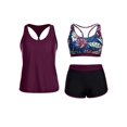thumbnail image 1 of Traje de baño Tankini Yonique, 3 piezas, atlético, para mujer, color morado, talla L, 1 of 6