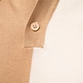 thumbnail image 5 of Stripe Knit T-Shirt Men's Dressy Casual Short Sleeve Button Collared Tee Tops Slim Fitting Vacation Casual Daily Wear Khaki S, 5 of 8