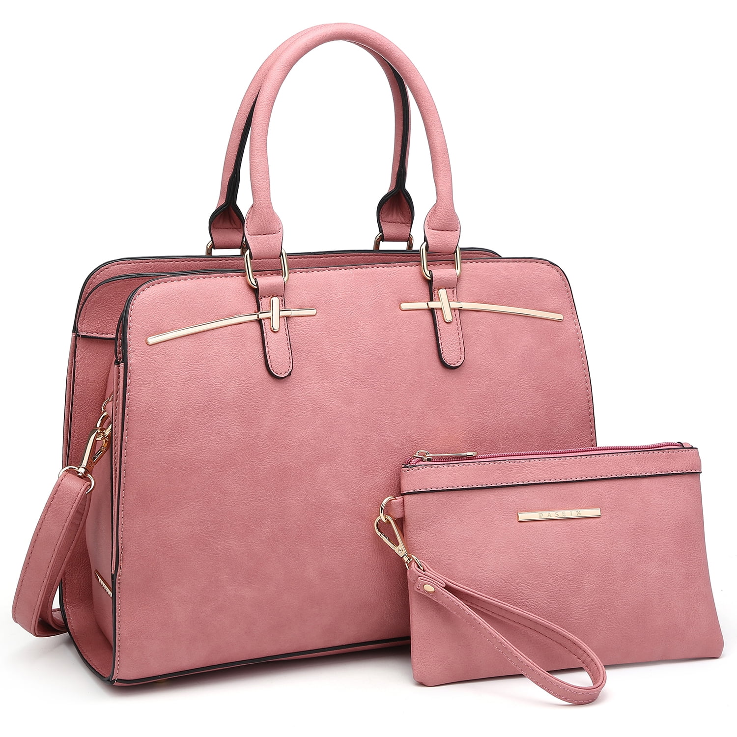Dasein 2pcs Set Women Handbags Faux Leather Briefcase Purse Tote Shoulder Bags 
