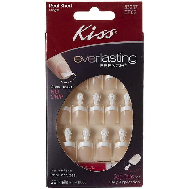 KISS Everlasting French Glue-On Nails Kit, Always, Real Short Length 1